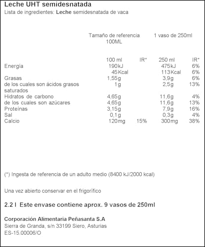 Miniatura 8 de Central Lechera Asturiana Leche Semidesnatada, Botella 2.2l
