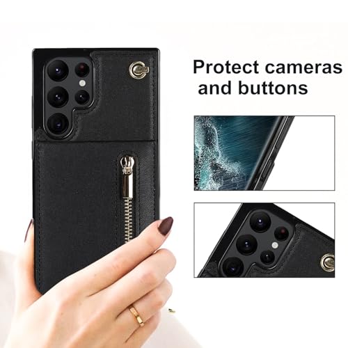 Étui compatible Samsung S23 avec fermeture éclair et sangle rose - 4