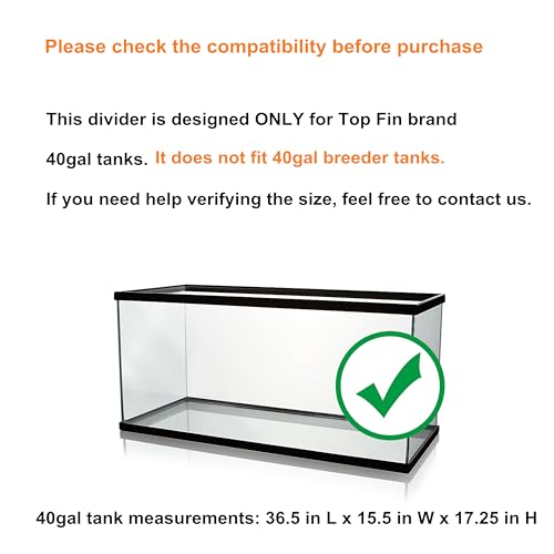 Image of Acrylic Aquarium Divider Kit 5.5 /10 / 20L / 20H / 29 / 40B / 55 /75 / 125gal Fish Tank with Suction Cups (40gal Top Fin)