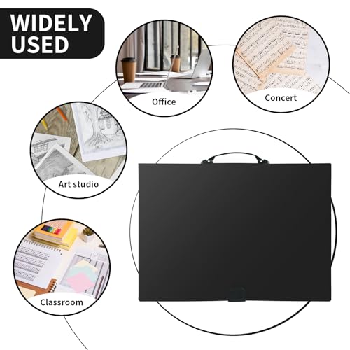 JJRING 16x22 Art Portfolio Folder for Diamond Painting, 40-Pocket Portfolio Binder Featuring Clear Plastic Sleeves, Display Book with Handle for Artwork and Document Storage, Black