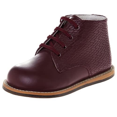 Josmo Baby Unisex Walking Shoes First Walker, Baby First Walker Shoes - Burgundy Wowen (Size 4.5 Toddler)
