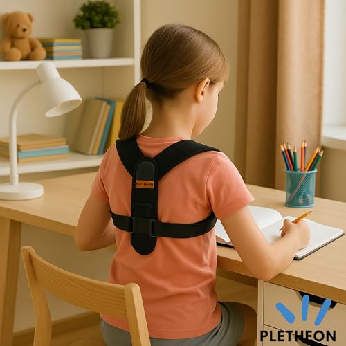 Image of PLETHEON Kids Shoulder Posture Corrector Belt | Upper Back & Clavicle Support Brace for Children | Fit From 30 to 44 Inch Tummy