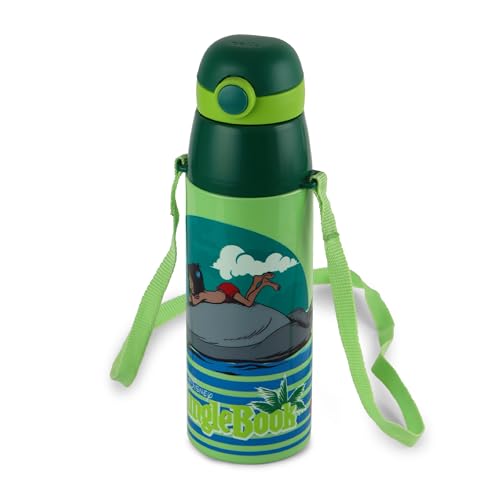 Image of CELLO Kidzbee Orb 600 Inner Steel Insulated Water Bottle 500 ml, Green | 3D Touch & Feel Jungle Book Design, Leakproof Flip Top Spout, Easy to Carry, Cold Water Bottle for Kids School