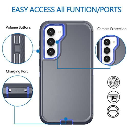 Bisbkrar Defender Case For Samsung Galaxy S23 5G,[Military Grade] 3 In 1 Shockproof Rugged Protective, Heavy Duty Bumper Phone Cover(With Black Belt Clip) (Blue) #TOP4
