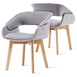ivinta Modern Living Dining Room Accent Arm Chairs Set of 2 Linen Fabric Mid-Century Upholstered Sid