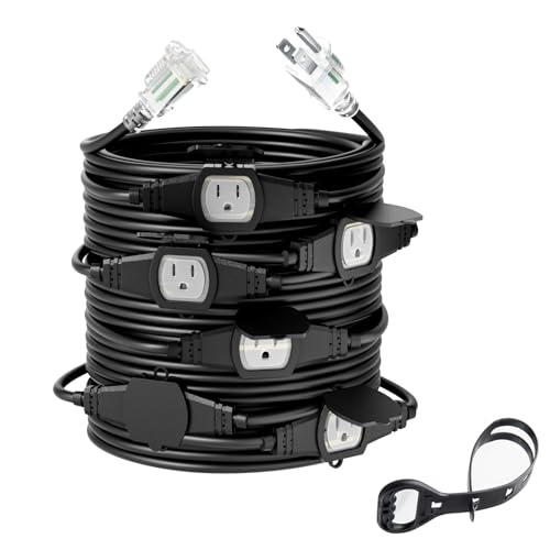 Yodotek 50FT 14 Gauge Outdoor Power Extension Cord,Seven Outlet Cable.Multiple Evenly-Spaced Plug...