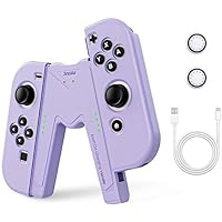 JINGDU Joy Con Charging Grip Handle for Nintendo Switch/OLED, Joycon Controller Charging Grip with Indicators, High Speed Charge While Play, Purple