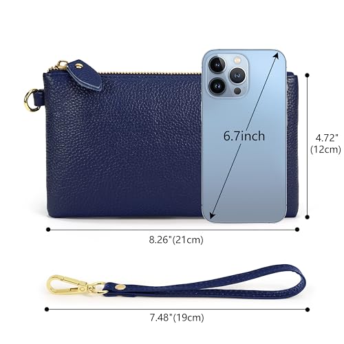 Image of Uromee Wristlet Wallet Clutch Purses for Women Genuine Leather Crossbody Bag Handbag with Detachable Shoulder Chain