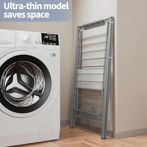 APEXCHASER-Clothes-Drying-Rack-Foldable-Metal-Laundry-Drying-Rack-Collapsible-Portable-Compact-Clothes-Rack-for-Sweater-Baby-Clothes-Towel-Indoor-Outdoor-Height-Adjustable-Clothes-Airer-Grey APEXCHASER Clothes Drying Rack Foldable Metal Laundry Drying Rack Collapsible Portable Compact Clothes Rack for Sweater Baby Clothes Towel Indoor Outdoor Height Adjustable Clothes Airer Grey