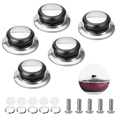 5Pcs Universal Pot Lids Handle Heat-Resistant Knobs, Stainless Steel Kitchen Pot Lid Lifting Handle Cookware Replacement Parts Set Cookware Cover Pan Parts Set with Screws Cover