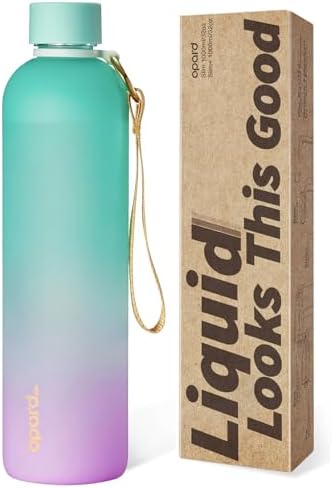 Opard Slim Pro Trinkflasche 1L,Auslaufsicher Wasserflasche SportBPA Frei, SpulmaschinenfestKunststoff Sportflasche Kohlensauregeeignet mit Schraubverschluss furGym Fitness Uni Outd