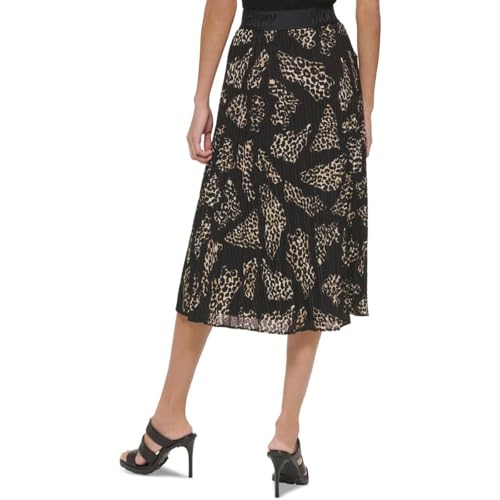 DKNY Womens Pleated Pull On Midi Skirt Black XL2