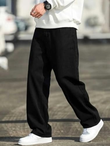 Image of Men's Baggy Fit Jeans - Loose Fit High-Rise Denim - Comfortable Casual Wear Jeans for Men - Trendy Street Style Denim Pants