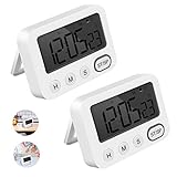 【Großer Bildschirm Multifunktions Timer und Uhr】- Verbesserter Timer für die LCD-Digitalanzeige mit Aufwärts- / Abwärtszählfunktion, Uhrzeit und Alarmfunktion mit Auswahl des 12-Stunden- / 24-Stunden-Formats. Maximale Zeit bis zu 99 Stunden 59 Minuten 59 Sekunden. Die Zählfunktion kann als Stoppuhr verwendet werden. Hat eine Stop- und Memory-Funktion. Mit einem größeren und klareren 7,3 x 3,5 cm / 2,9 x 1,4 Zoll LCD-Bildschirm mit Digitalanzeige, der überall in der Küche mit großen, fett gedruck
