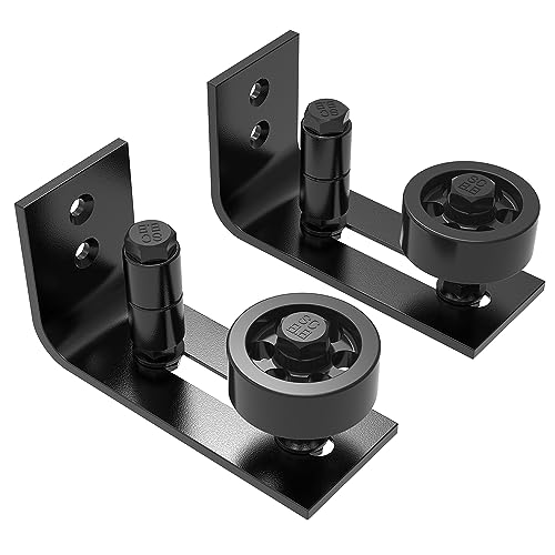 ZEKOO 2 Pack Barn Door Floor Guide: 8 Setup Options Barn Door Guides for Bottom - Wall Mounted Barn Door Guide Adjustable Roller - Flush Bottom Sliding Door Hardware Easy Assembly