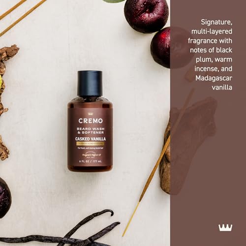 Image of Cremo Casked Vanilla 2n1 Beard Wash & Softener, Specifically Designed to Clean, Moisturize and Soften All Lengths of Facial Hair, 6 Fl Oz