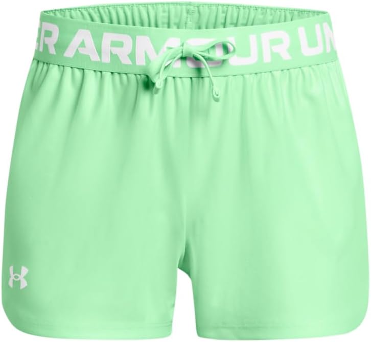 Under Armour Girls Play Up Solid Shorts, (350) Matrix Green / / White, Youth X-Large