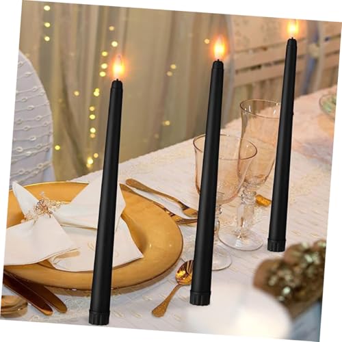 Decoración navideña y bodas con velas cónicas LED negras de mesa 4