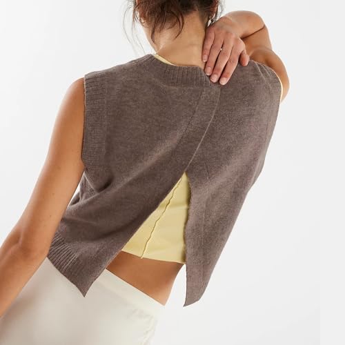 Hixiaohe Sleeveless Sweater Vest for Women Trendy Crewneck Knit Vests Cute Lightweight Pullover Tank Tops Casual Outfits4