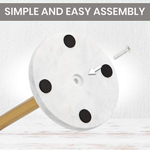 ROOMOXIE Marble paper towel holder stand angled golden steel rod with natural white marble base, paper towel holder countertop 13 inch - heavy duty weighted paper towel holder - Thumbnail 5