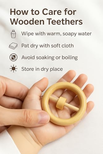 Image of Shark Doo Doo Neem Wood Baby Teether Rattle (Round Rattle) | Organic & Handcrafted | Chemical-Free, Antibacterial Teething Toy for Babies