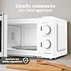 Microondas sin Grill básico de 20 Litros, 700w de potencia Sencillo, temporizador 30min. 5 potencias y descongelación. Fácil de usar #5