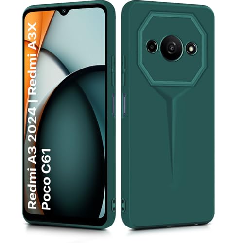 Image of WOW IMAGINE Slim Back Cover for Mi Redmi A3 | Redmi A3X | Poco C61 | Blade Series Ultra Thin Case with Lightweight Design | Camera Protection | Soft Matte Silicone Flexible Mobile Case - Green