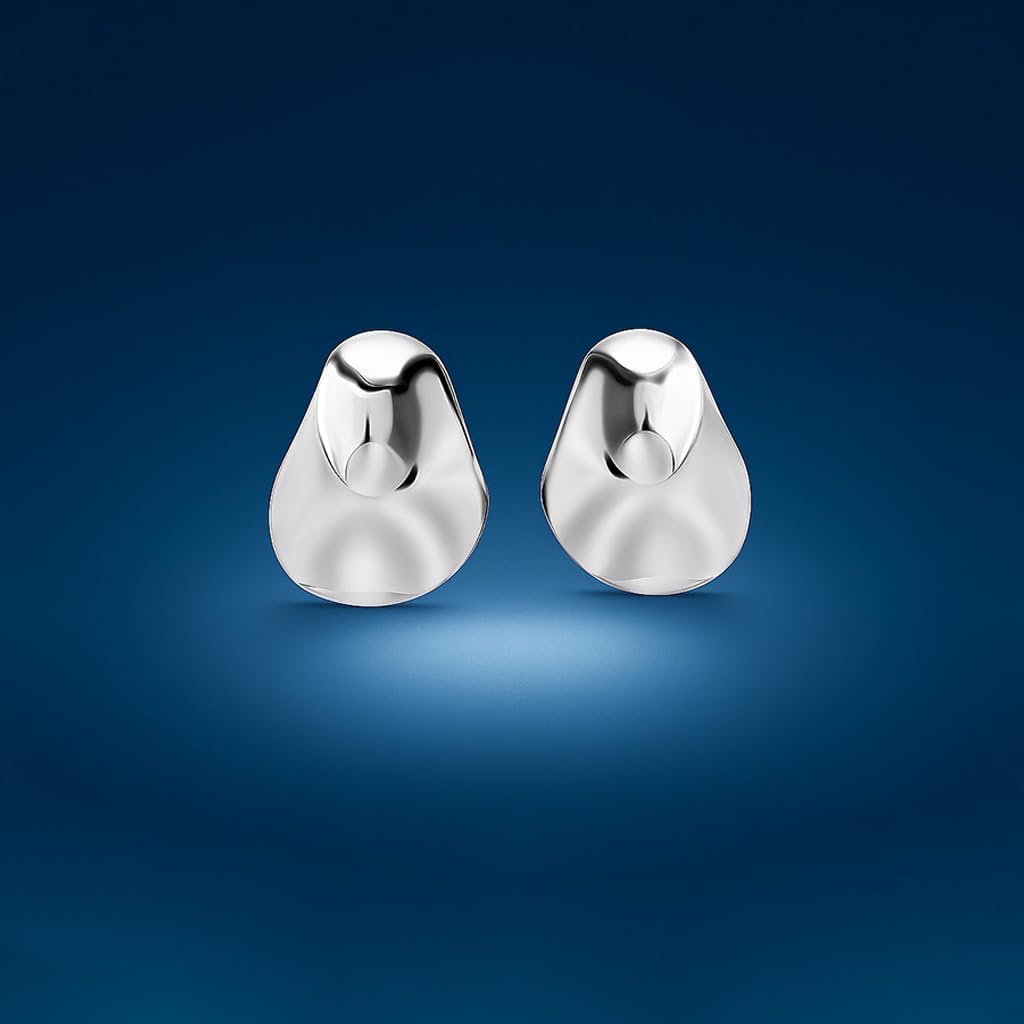 LeCalla 925 Steling Silver Hammered Earrings for Women | Lightweight Handcrafted Earrings | Minimalist Handmade Classic Texture Stud Drop Earrings for Women - Image 3