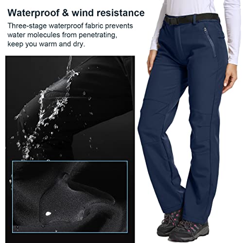 Jessie Kidden Women's Waterproof Pants Hiking Ski Snow Fish Fleece Lined Insulated Outdoor Golf Travel Pant (26, 801F Blue Xs) #TOP1
