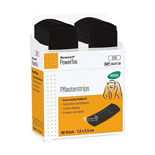 Werosmart® Pflasterspender-Einsätze Pflasterstrips 7,2 x 2,5 cm (Textil | Schwarz | Extrastark)