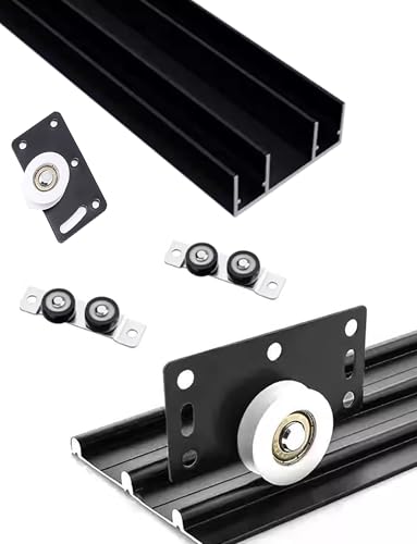 Kit de riel de puerta corredera, riel triple...