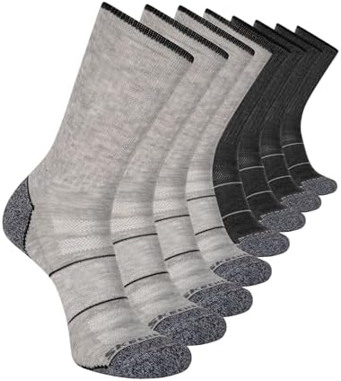 Skechers Men's 8-Pack Work Crew Socks, Grey/Grey, 10-13