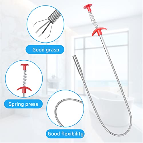 Vastar 7 In 1 Drain Snake Kit, 5Pcs 24Inch Hair Drain Clog Remover, 24Inch Stainless Steel Drain Cleaner And 51.18Inch Drain Cleaning Brush, Drain Unclogger For Sink, Bathtub And Kitchen Tube(Blue) #TOP2