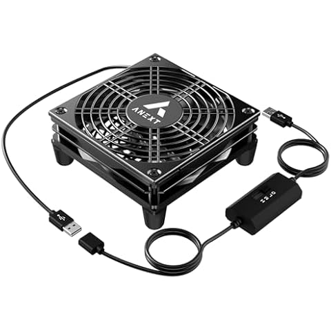 ANEXT USB Router Fan, Include 1000mm Extension Cable with 3-Speed Adjustable Controller, Cooling Case Fan for Receiver DVR Xbox TV Box Router 120mm x 25mm 5V USB Power Cover