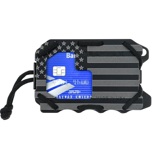 Trayvax Original 2.0 Wallet RFID Front Pocket Tactical Metal Credit Card Holder with Money Clip Slim Minimalist Wallet for Men and Women Black Patriot