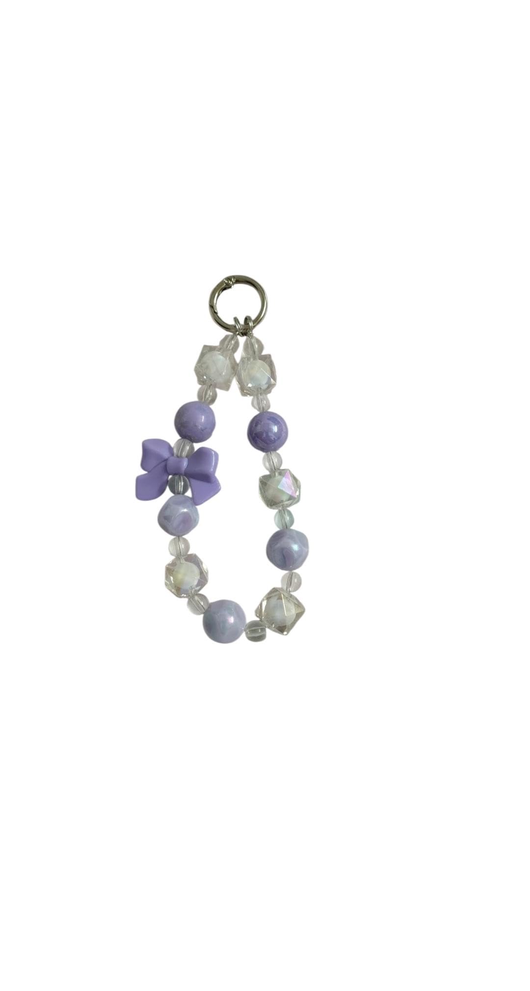 Purple Bow Beaded Phone Charm Strap | Cute Kawaii Mobile Charm Keychain Wrist Strap for Phone, Bag, Keys & Accessories-image-17