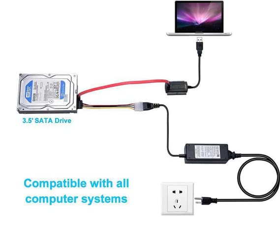 Cable adaptador SATA a USB para discos SSD y HDD 2.5/3.5" miniatura 3