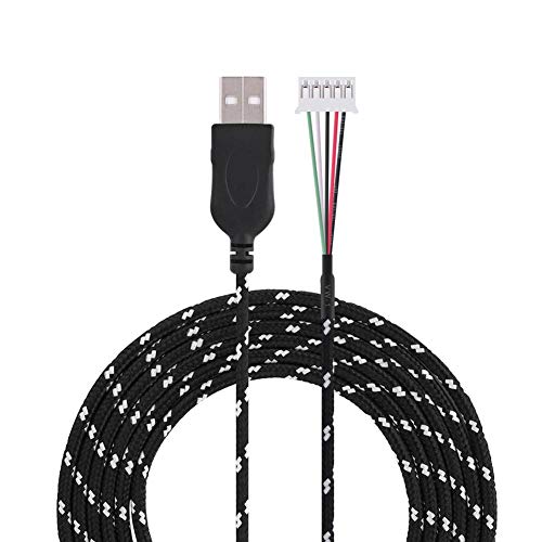 Richer-R 2.2 Meters USB Mouse Lines Wire Cable Replacement Part Repair Accessory for Steelseries Mouse(Black+White)