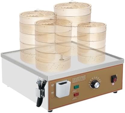 Commercial Steamed Buns Machine, Stainless Steel Dim Sum Steamer with U-Tube Heating & Temperature Control for Breakfast Shops