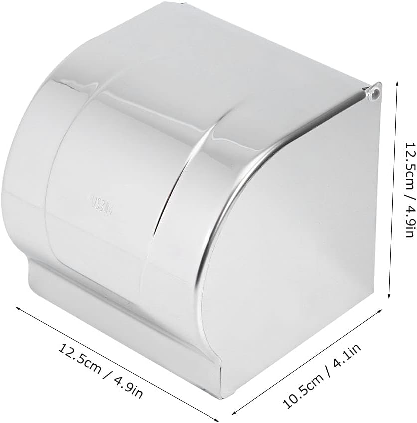 Cat Proof Toilet Paper Holder with Cover, 304 Stainless Steel Wall Mounted Waterproof Bathroom Tissue Holder, Splash-Proof Toilet Roll Cover for Bathroom & Kitchen (12.5x12.5x10.5cm, Square) image 3