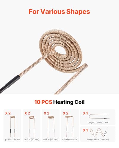 VEVOR Induktionsheizgerät zum Entfernen von Schrauben, 1100 W, magnetisches Induktionsheizgerät-Set, Heizgerät zum Entfernen von rostigen Schrauben, Autowerkstatt-Reparaturwerkzeuge mit 10 Spulen