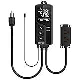 Elitech STC-1000 Non-WiFi Temperature Controller 2-Stage Outlet Thermostat LCD Screen Heating and Cooling Mode for Reptile Aquarium Carboy Homebrew Seed with Temp Sensor 23-158°F 1100W 110V 10A
