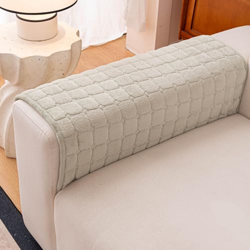 MDSASFD Velvet Couch Cover, Plush Sectional Sofa Cover Washable, Anti Slip Sofa Slipcover for Armrest & Backrest, Furniture Protector Covers for Pets & Kids(1PC,Sage Green,36"×36")