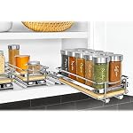 LYNK PROFESSIONAL® Élite™ Pull Out Spice Organization for Cabinets - 4-3/8 inch Wide – Spice Rack for Inside Cabinets – Wood/Chrome - Sliding Spice Rack Organizer for cabinet – Spice Rack - 1 Tier - Image 2