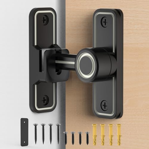 Sliding Barn Door Lock Hardware, 90 Degree Locks for Barn Doors Flip Gate Latches for Barn Garden, Bathroom, Outdoor, Garage