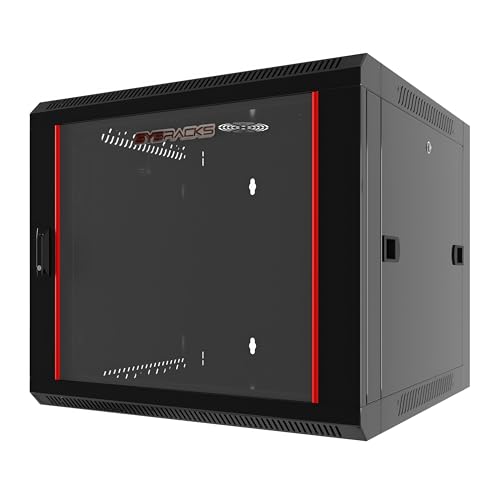 Wall Mount Server Rack Cabinet Locking Computer Cabinet Network Enclosure for Electronics Security Audio Video AV Equipment Data Rack 24-Inch Depth Server Cabinet (9U – 24