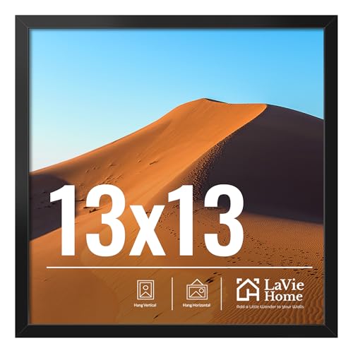 LaVie Home 13x13 Picture Frame for Wall Display, 13x13 Black Picture Frame with HD Plexiglas, 13 x 13 Square Frame 1 Pack, Display Frame for Vertical or Horizontal, Classic Collection