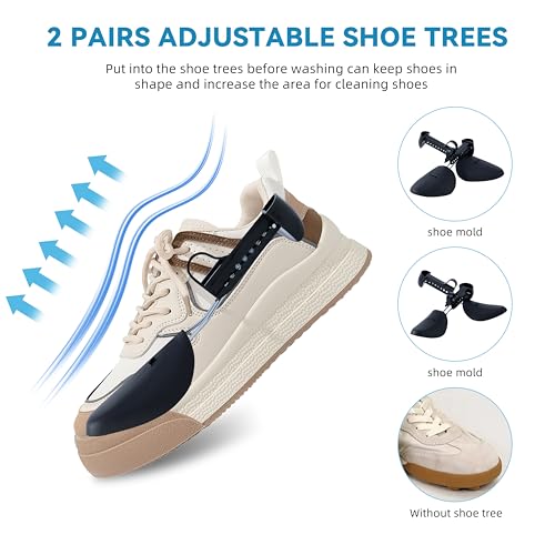 2 Pcs Shoe Washing Machine Bags - Laundry Shoe Bags for Washer and Dryer, Reusable Tennis Shoe Washing Bag, Microfiber Cleaning Bags, Includes Adjustable Shoe Trees2