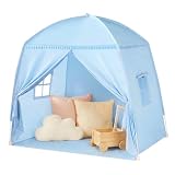 Bettzelt Kinderzimmer Kinderzelt: Großes Indoor-Spielhaus, tragbar und faltbar, für Einzelbett und Etagenbett, Kinderhöhle zum Spielen und Schlafen für Mädchen und Jungen (Hellblau)