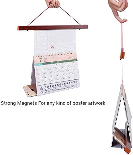 Image of Magnetic Poster Hanger, 18x24 18x12 18x24 Poster Frame Wood Wooden Magnet Print Posters Dowel Scroll Hanger Hangers Hanging Kit for Walls Map Canvas Artwork (Mahogany, 18 inch)